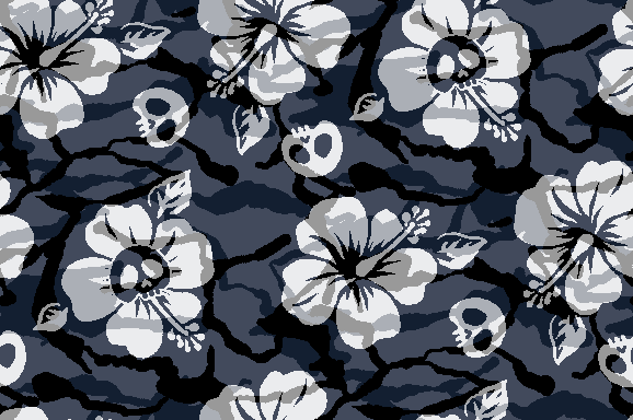 Camouflage Design with Hibiscus & Skull image