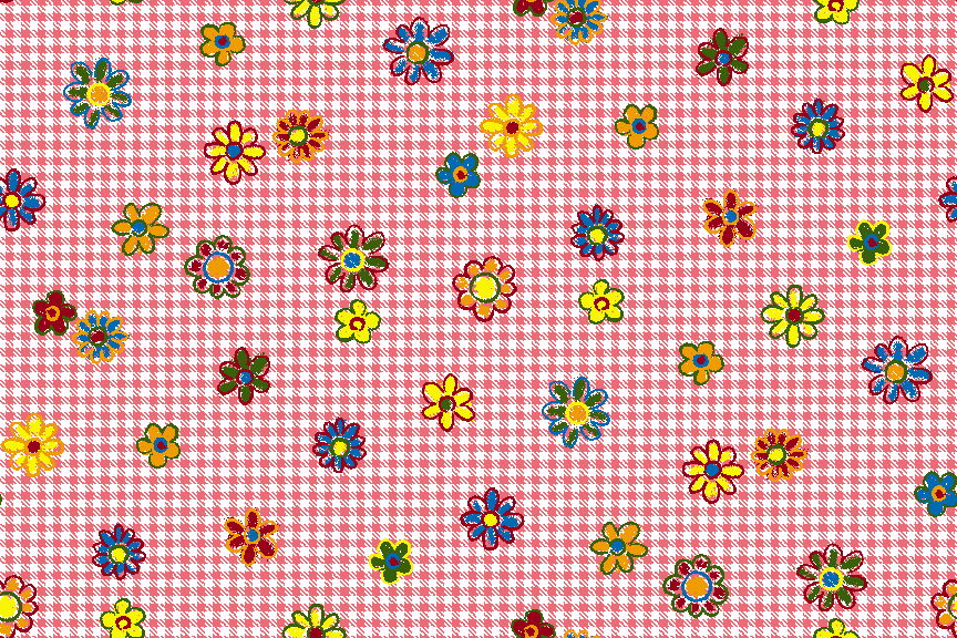 Gingham Check with Flowers background