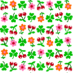 Cherry with Clovers & Flowers background